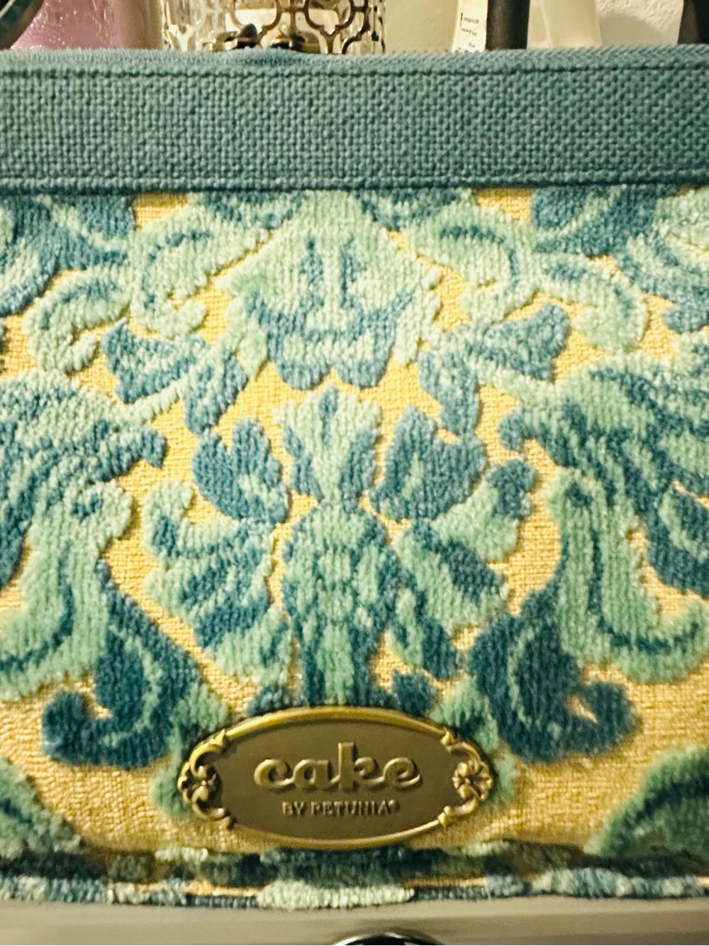 Cake Teal and Yellow Patterned Wristlet